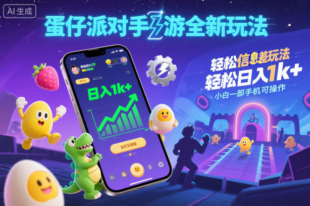 蛋仔派对手游全新玩法，轻松日入1k+，风口信息差玩法，当天见收益，小白一部手机可操作-藏宝阁