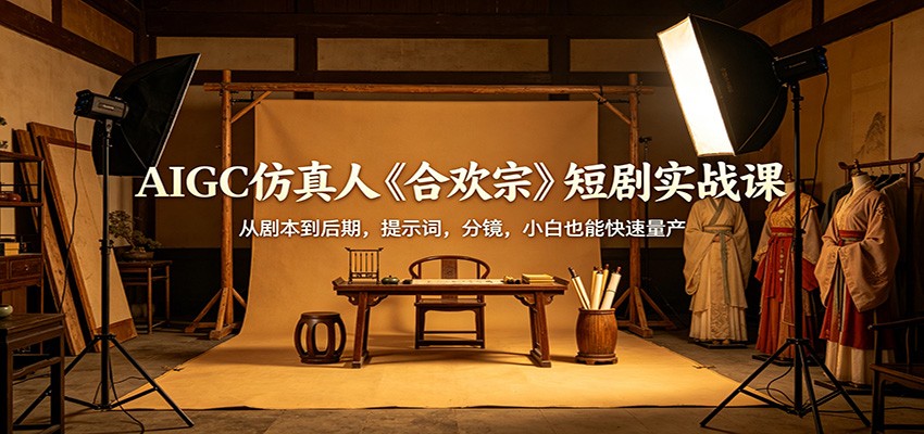 AIGC仿真人《合欢宗》短剧实战课：从剧本到后期，提示词，分镜，小白也能快速量产-藏宝阁