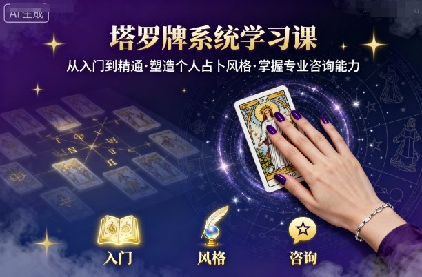 塔罗牌系统学习课，助你从入门到精通，塑造个人占卜风格，掌握专业咨询能力-藏宝阁