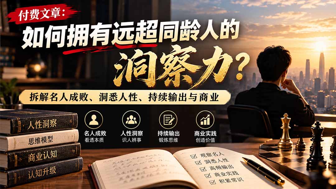 付费文章：如何拥有远超同龄人的洞察力？拆解名人成败、洞悉人性、持续输出与商业实践-藏宝阁