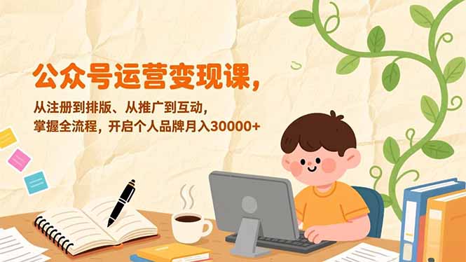 公众号运营变现课，从注册到排版、从推广到互动，掌握全流程，开启个人品牌月入30000+-藏宝阁