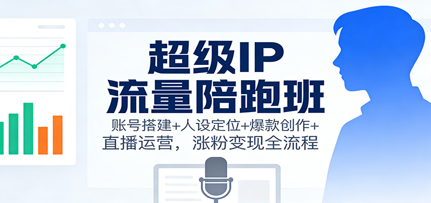 超级IP流量陪跑班：账号搭建+人设定位+爆款创作+直播运营，涨粉变现全流程-藏宝阁