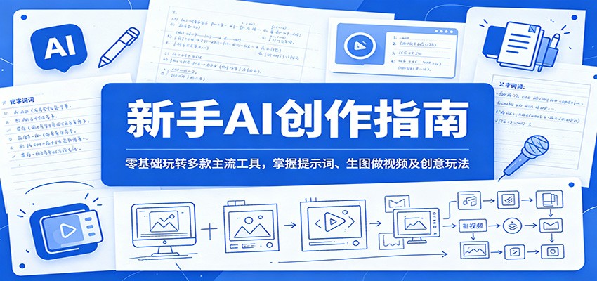 新手AI创作指南：零基础玩转多款主流工具，掌握提示词、生图做视频及创意玩法-藏宝阁