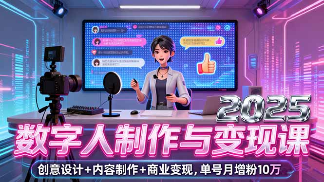 2025数字人制作与变现课，创意设计+内容制作+商业变现，单号月增粉10万+-藏宝阁