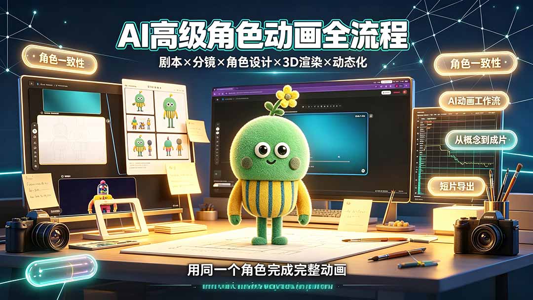 AI高级角色动画全流程：剧本×分镜×角色设计×3D渲染×动态化，从概念到成片一站式教学-藏宝阁