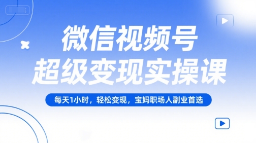 微信视频号超级变现实操课，每天1小时，轻松变现，宝妈职场人副业首选-藏宝阁