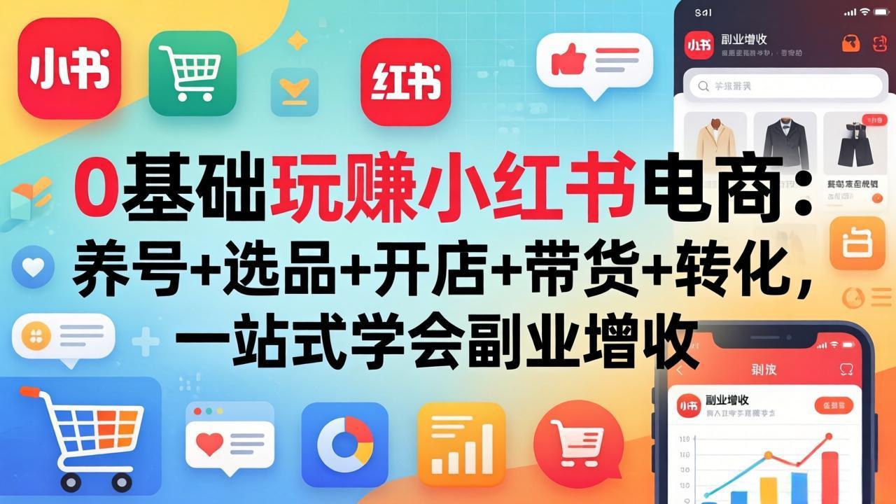 0基础玩赚小红书电商：养号+选品+开店+带货+转化，一站式学会副业增收-藏宝阁