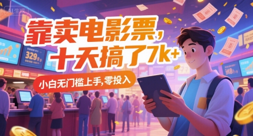 靠卖电影票，十天搞了7k+，小白无门槛上手，零投入【揭秘】-藏宝阁