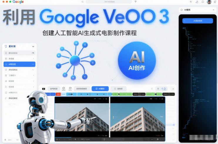 利l用Google Veo 3创建人工智能AI生成式电影制作课程，使用人工智能的力量创建令人惊叹的视频-藏宝阁