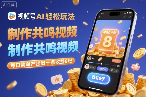 视频号AI轻松玩法，制作共鸣视频，每日简单产出数十条收益8张-藏宝阁