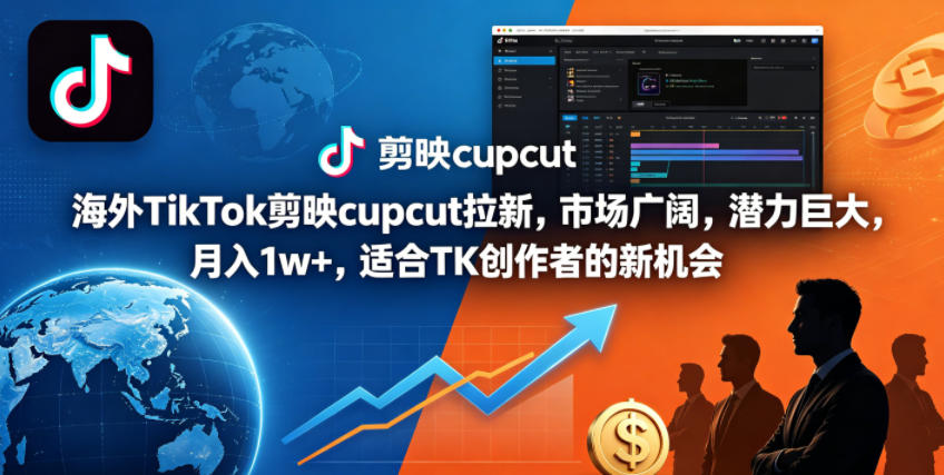 海外TikTok剪映cupcut拉新，市场广阔，潜力巨大，月入1w+，适合TK创作者的新机会-藏宝阁