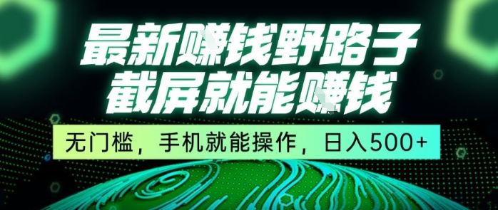 最新野路子截屏就能挣钱，无门槛，手机就能操作，日入5张【揭秘】-藏宝阁