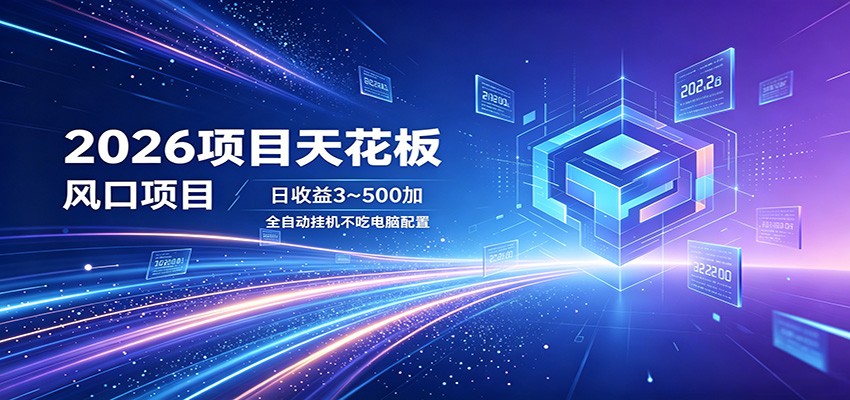2026项目天花板，风口项目，日收益3~500+全自动挂机，不吃配置-藏宝阁