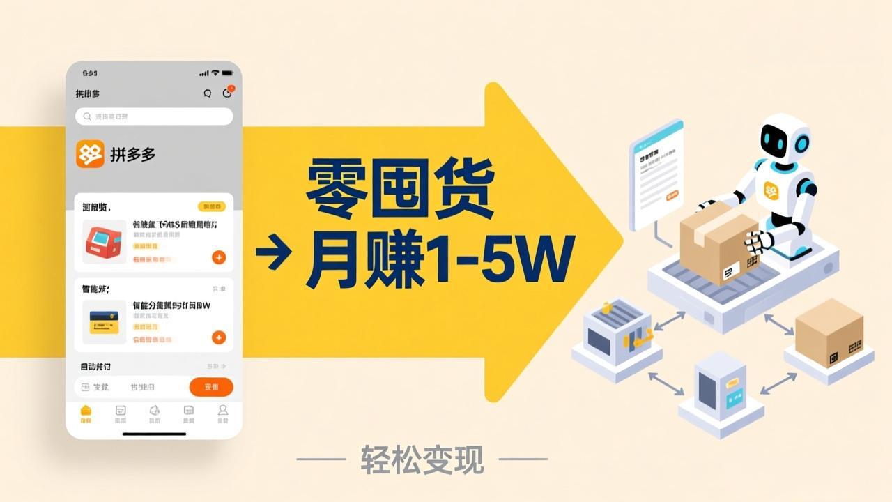 不用囤货不用跑单！拼多多虚拟玩法，机器人管理发货和客服，帮你月赚 1-5W-藏宝阁