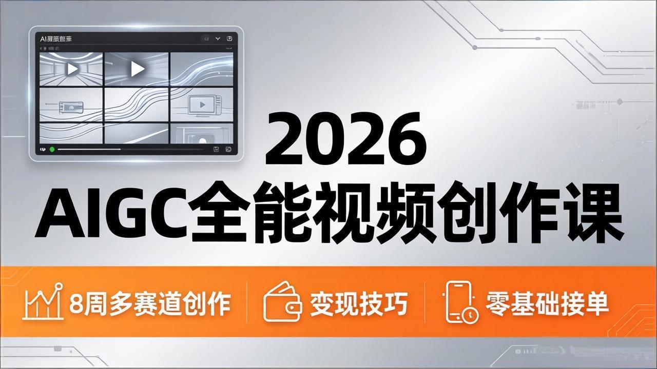 2026AIGC全能视频创作课，8周吃透多赛道创作+变现，零基础也能高效出片接单-藏宝阁