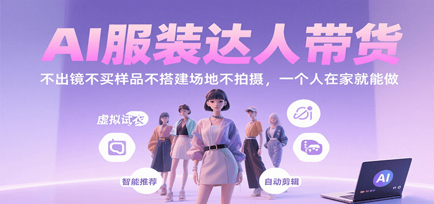 AI服装达人带货，不出镜不买样品不搭建场地不拍摄，一个人在家就能做-藏宝阁