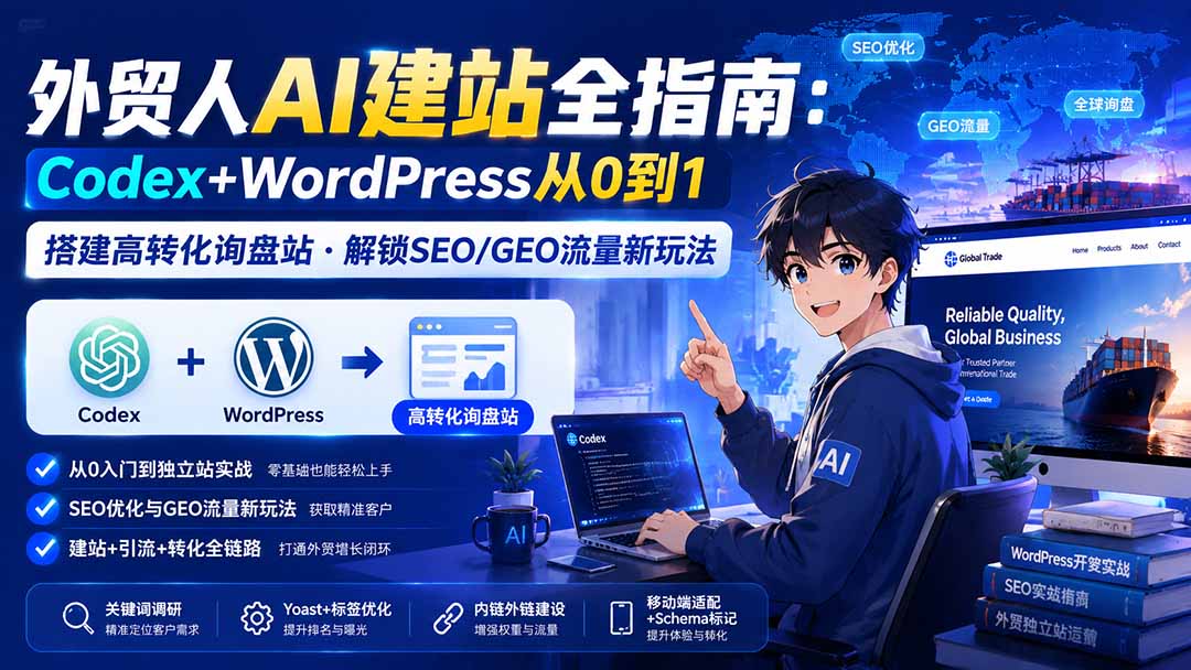 外贸人AI建站全指南：Codex+WordPress从0到1·搭建高转化询盘站·解锁SEO/GEO流量新玩法-更新-藏宝阁