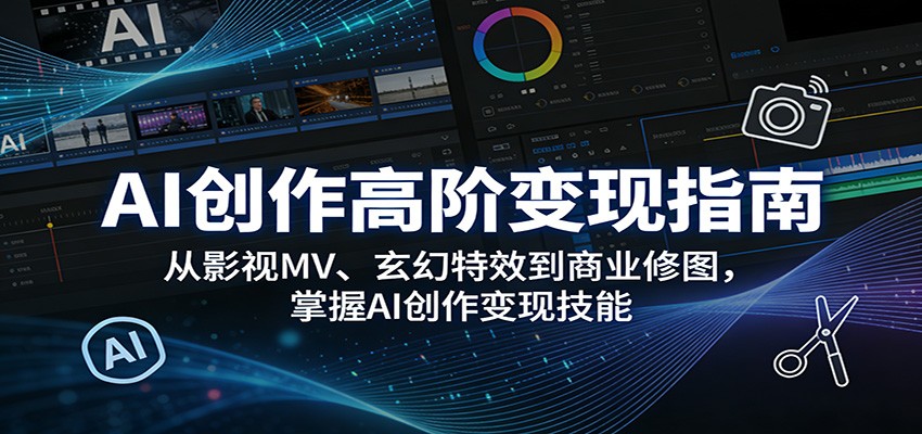 AI创作高阶变现指南：从影视MV、玄幻特效到商业修图，掌握AI创作变现技能-藏宝阁