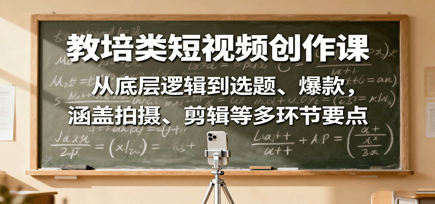 教培类短视频创作课：从底层逻辑到选题、爆款，涵盖拍摄、剪辑等多环节要点-藏宝阁