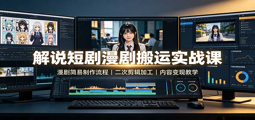 解说短剧漫剧搬运实战课：漫剧简易制作流程，二次剪辑加工，内容变现教学-藏宝阁