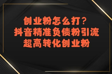 创业粉怎么打？抖音精准负债粉引流，超高转化创业粉-藏宝阁
