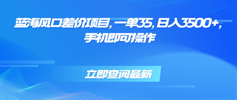 蓝海风口差价项目，一单35，日入3500+，手机即可操作-藏宝阁