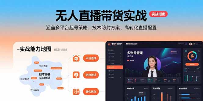 无人直播带货实战，涵盖多平台起号策略、技术防封方案、高转化直播配置-藏宝阁