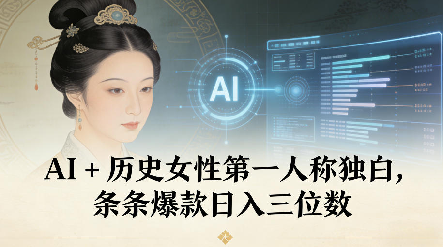 AI+历史女性第一人称独白，条条爆款日入三位数-藏宝阁