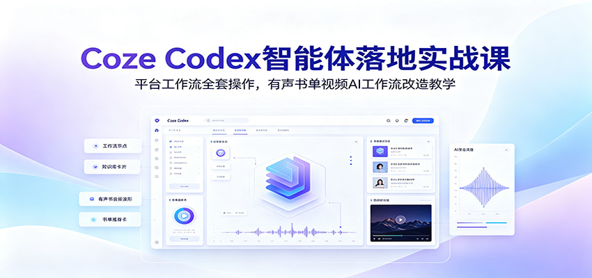 Coze Codex智能体落地实战课：平台工作流全套操作，有声书单视频AI工作流改造教学-藏宝阁