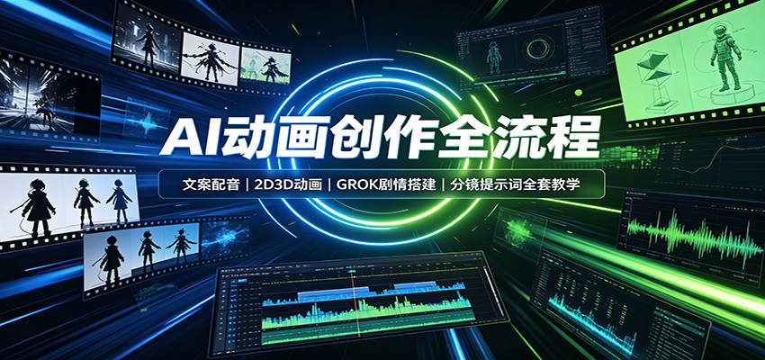 AI动画创作全流程：文案配音，2D3D动画，GROK剧情搭建，分镜提示词全套教学-藏宝阁