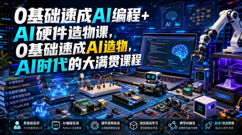 0基础速成AI编程+AI硬件造物课，0基础速成AI造物，AI时代的大满贯课程-藏宝阁