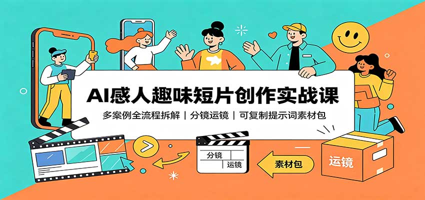 AI感人趣味短片创作实战课：多案例全流程拆解，分镜运镜，可复制提示词素材包-藏宝阁