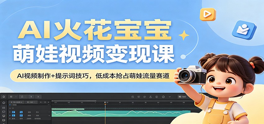 AI火花宝宝萌娃视频变现课：AI视频制作+提示词技巧，低成本抢占萌娃流量赛道-藏宝阁