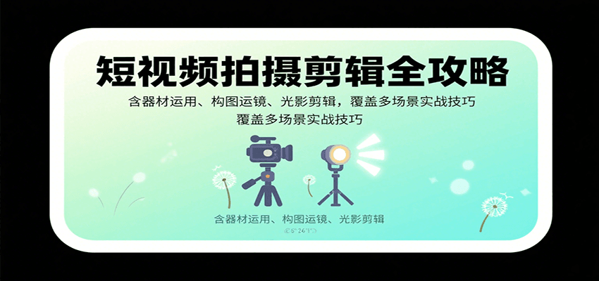 短视频拍摄剪辑全攻略：含器材运用、构图运镜、光影剪辑，覆盖多场景实战技巧-藏宝阁