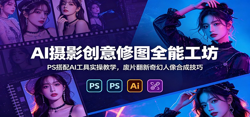 AI摄影创意修图全能工坊：PS搭配AI工具实操教学，废片翻新奇幻人像合成技巧-藏宝阁