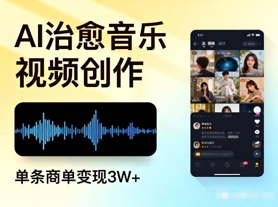 AI做治愈音乐视频，多平台投稿，单条商单变现3W+-藏宝阁