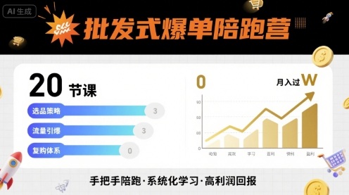 批发式爆单陪跑营，20节课带你实现批发式爆单，带你经松月入过W-藏宝阁