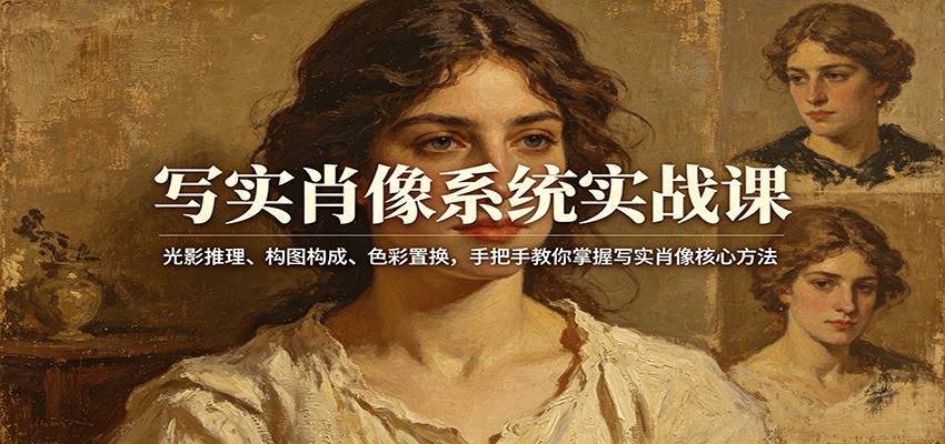 写实肖像系统实战课：光影推理、构图构成、色彩置换，手把手教你掌握写实肖像核心方法-藏宝阁