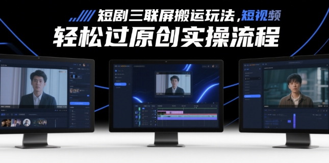 短剧三联屏搬运玩法，短剧搬运轻松过原创实操流程-藏宝阁