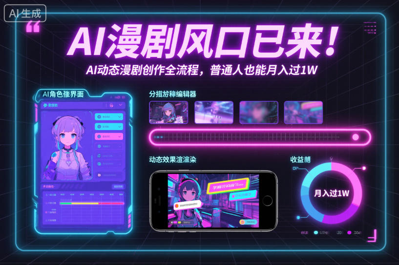 AI漫剧风口已来！AI动态漫剧创作全流程，普通人也能月入过1W-藏宝阁