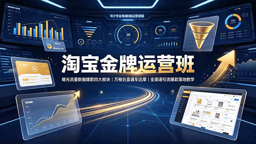 淘宝金牌运营班-7月：曝光流量数据爆款四大板块｜万相台直通车达摩｜全渠道引流爆款落地教学-藏宝阁