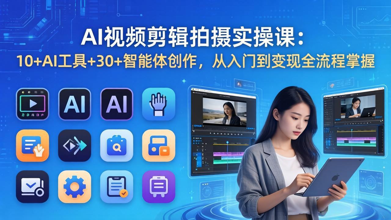 AI 视频剪辑拍摄实操课：10+AI工具+30+智能体创作，从入门到变现全流程掌握-藏宝阁