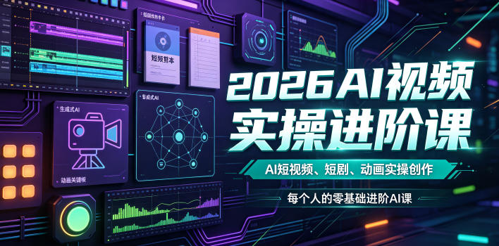2026AI视频实操进阶课，AI短视频、短剧、动画实操创作，每个人的零基础进阶ai课(更新0825)-藏宝阁