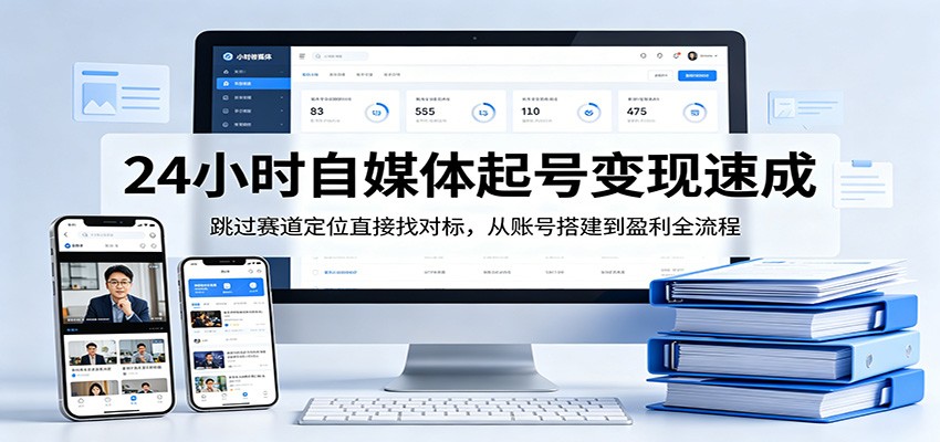 24小时自媒体起号变现速成，跳过赛道定位直接找对标，从账号搭建到盈利全流程-藏宝阁