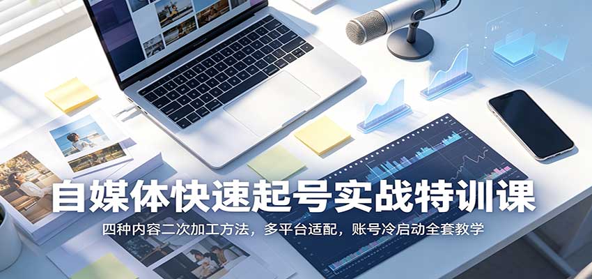 自媒体快速起号实战特训课：四种内容二次加工方法，多平台适配，账号冷启动全套教学-藏宝阁