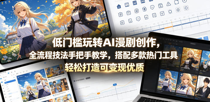 低门槛玩转AI漫剧创作，全流程技法手把手教学，搭配多款热门工具，轻松打造可变现优质作品-藏宝阁