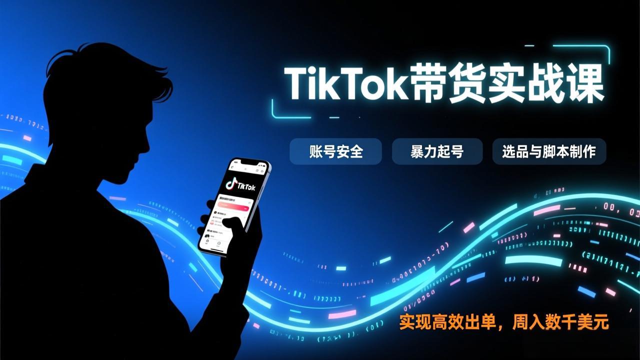 TikTok带货实战课，涵盖账号安全、暴力起号、选品与脚本制作，实现高效出单，周入数千美元-藏宝阁