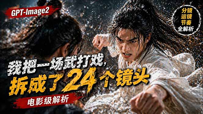 用GPT-Image2，把一段武打对决拆成24个连续镜头，从人物建立、动作衔接、运镜节奏，到情绪爆发-藏宝阁