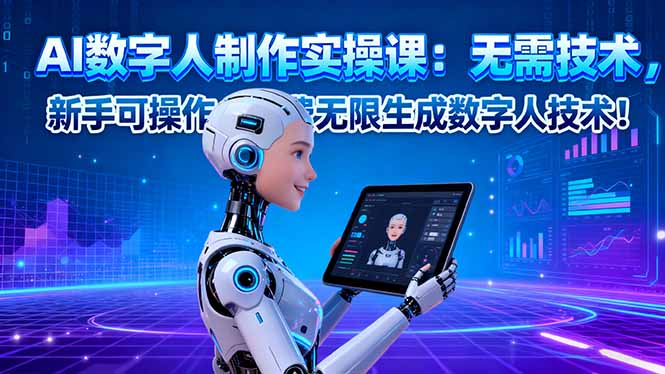 AI数字人制作实操课：无需技术，新手可操作，免费无限生成数字人技术！-藏宝阁