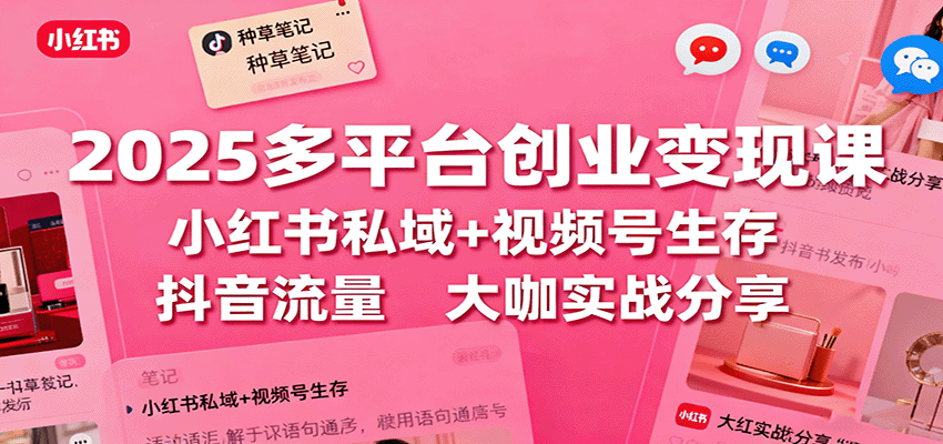 2025多平台创业变现课：小红书私域+视频号生存+抖音流量，大咖实战分享-藏宝阁